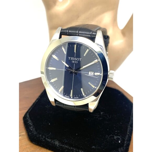 Tissot Men's Watch Swiss Quartz Blue Dial 40mm Black Leather Band T1274101604101 - Picture 14 of 15